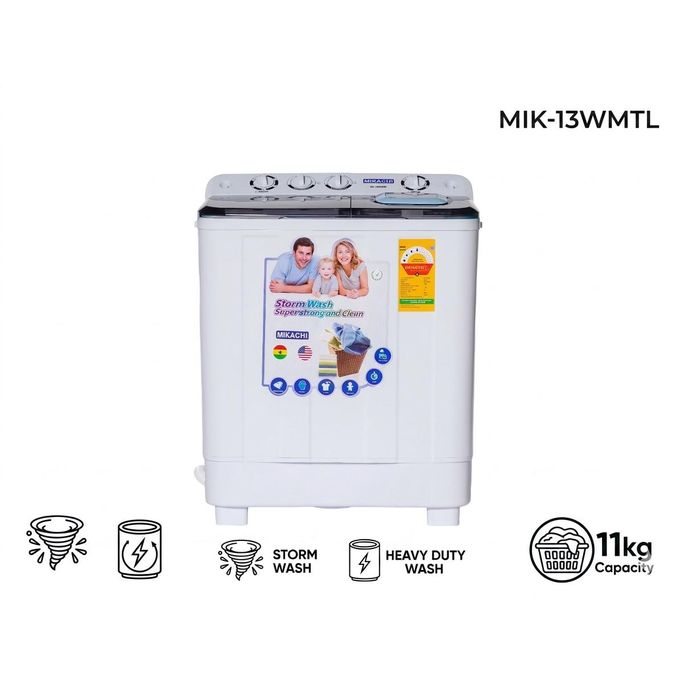 Mikachi Mikachi MIK-13WMTL Twin Tub Washing Machine 11kg - White